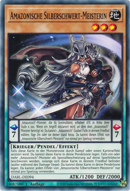 Amazonische Silberschwert-Meisterin Yu-Gi-Oh! Karte DABL-DE094 Common