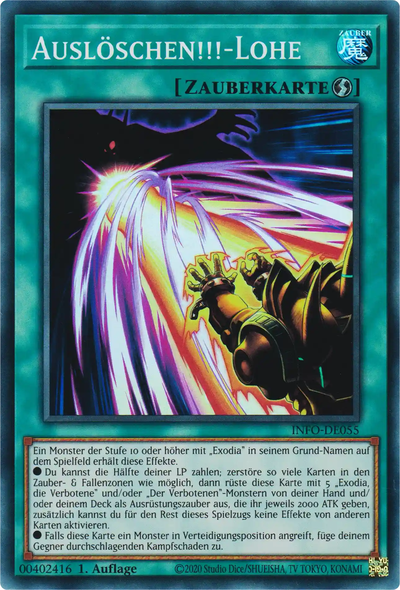Auslöschen!!!-Lohe Yu-Gi-Oh! Karte INFO-DE055 Super Rare