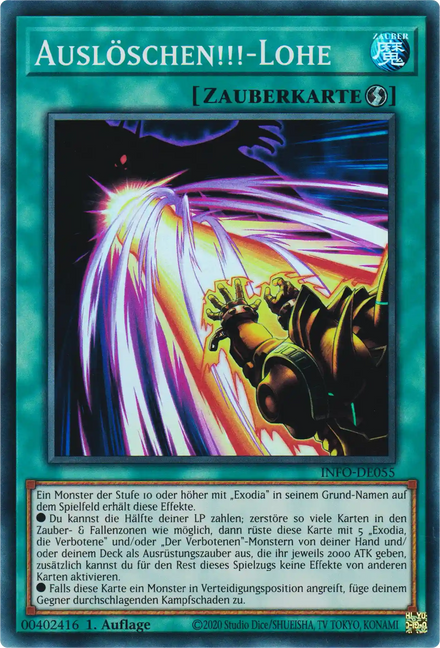 Auslöschen!!!-Lohe Yu-Gi-Oh! Karte INFO-DE055 Super Rare