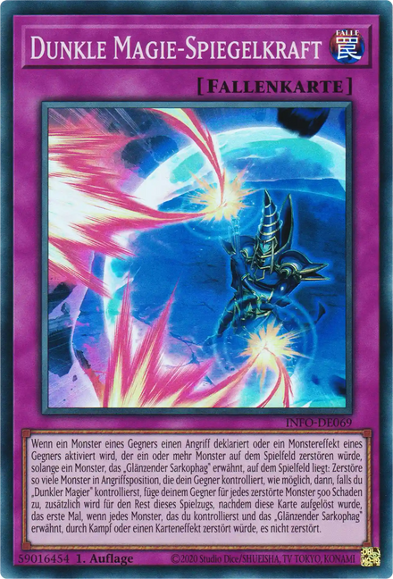 Dunkle Magie-Spiegelkraft Yu-Gi-Oh! Karte INFO-DE069 Super Rare