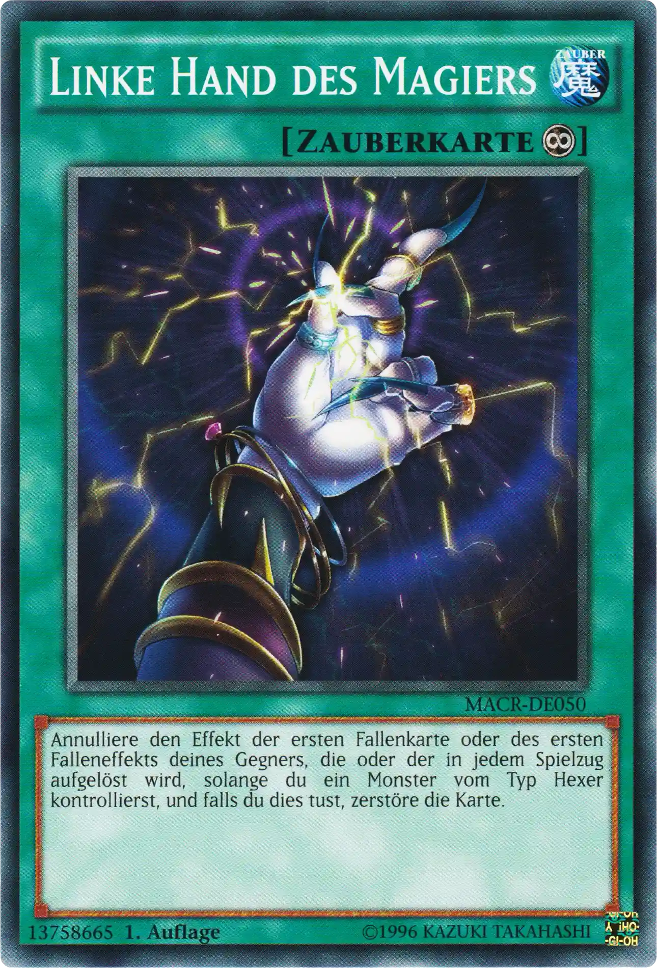 Linke Hand des Magiers Yu-Gi-Oh! Karte MACR-DE050 Common