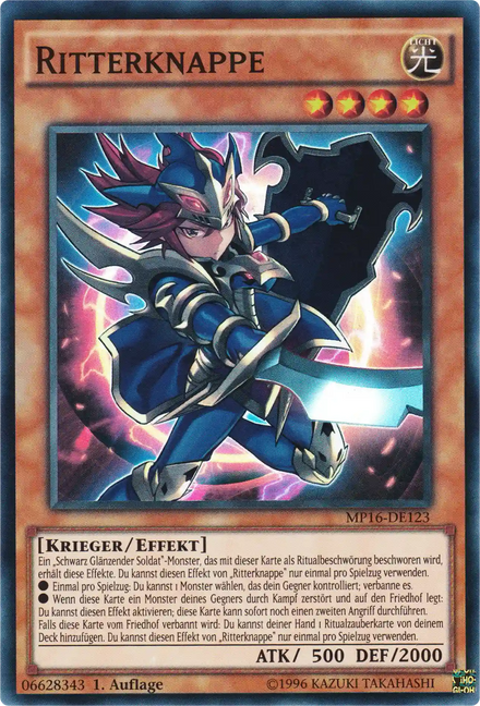 Ritterknappe Yu-Gi-Oh! Karte MP16-DE123 Super Rare
