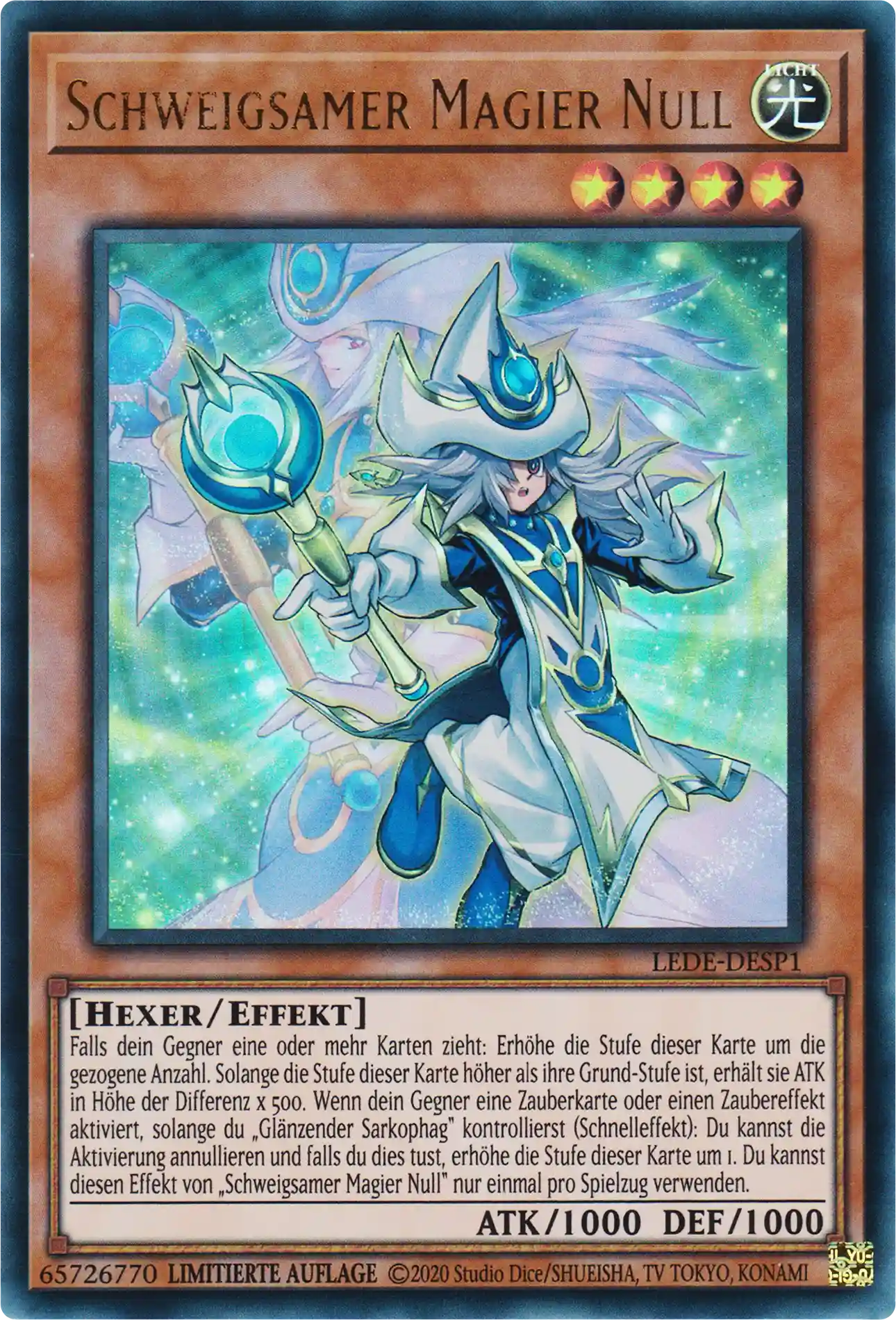Schweigsamer Magier Null Yu-Gi-Oh! Karte LEDE-DESP1 Ultra Rare