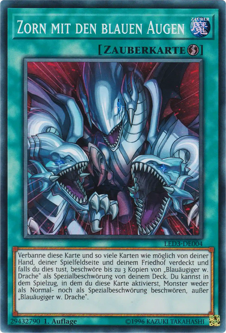 Zorn mit den blauen Augen Yu-Gi-Oh! Karte LED3-DE004 Ultra Rare